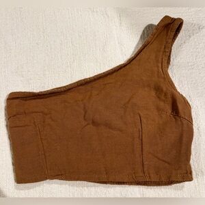 Japna Brown One-Shoulder Tank Top